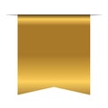 Gold bookmark banner 3D. Vertical book mark, isolated on white background. Color golden tag, label. Flag symbol, sign