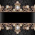 Gold border frame on pattern Royalty Free Stock Photo