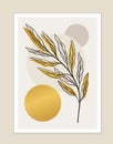 Gold botanical abstract leaves vector cover
