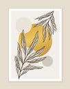 Gold botanical abstract leaves vector cover