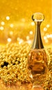 gold bottle parfume close-up dior bokeh background glitter macro light beautiful abstract blur texture