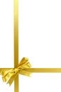 Gold bow gift ribbon vertical Royalty Free Stock Photo
