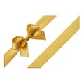 Gold bow made of satin ribbon