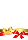 Gold bow,red robbon Royalty Free Stock Photo