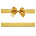 Gold bow made of satin ribbon