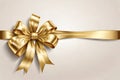 Gold Bow and Ribbon Horizontal Realistic shiny satin