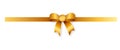 Gold Bow and Ribbon Horizontal Realistic shiny satin with shadow horizontal ribbon for decorate your wedding