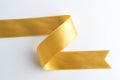 gold bow ribbon satin texture isolated on white