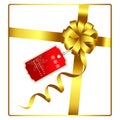 Gold bow and ribbon with tag vector