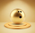 Gold bowling ball on a podium