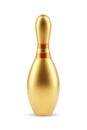 Gold bowling pin isolated on white background