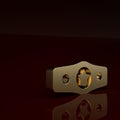 Gold Boxing belt icon isolated on brown background. Belt boxing sport championship winner fight award. Minimalism