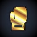 Gold Boxing glove icon isolated on black background. Vector Royalty Free Stock Photo