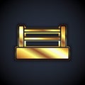 Gold Boxing ring icon isolated on black background. Vector