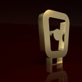 Gold Boxing training paws icon isolated on brown background. Minimalism concept. 3D render illustration