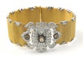 Gold bracelet with diamonds Royalty Free Stock Photo