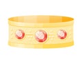 Gold bracelet with red ruby gemstones. Royal expensive women jewelry shining cartoon necklace.
