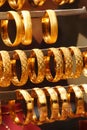 Gold bracelets and bangles Royalty Free Stock Photo