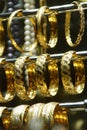 Gold bracelets and bangles Royalty Free Stock Photo