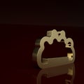 Gold Brass knuckles icon isolated on brown background. Minimalism concept. 3D render illustration
