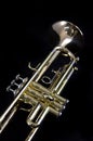 Gold Brass Trumpet on Black Royalty Free Stock Photo