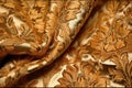 Gold Brocade Fabric Texture. Generative AI