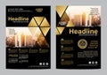 Gold Brochure Layout design template. Annual Report Flyer Leaflet cover Presentation Modern background. illustration vector in A4 Royalty Free Stock Photo