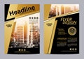 Gold Brochure Layout design template. Annual Report Flyer Leaflet cover Presentation Modern background. illustration vector in A4 Royalty Free Stock Photo