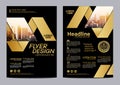 Gold Brochure Layout design template. Annual Report Flyer Leaflet cover Presentation Modern background. illustration vector in A4 Royalty Free Stock Photo