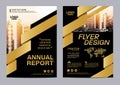 Gold Brochure Layout design template. Annual Report Flyer Leaflet cover Presentation Modern background. illustration vector in A4 Royalty Free Stock Photo