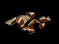Gold bronze metallic ribbon on black backgr