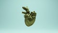 Gold Bronze Old Brass Artificial Heart Futuristic Cyber Bionic Anatomy Anatomical Robotic