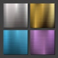 Gold, Bronze, Silver, Steel Metal Abstract Technology Background Set. Polished, Brushed Texture. Vector illustration. Royalty Free Stock Photo