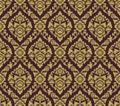 Gold and brown Lai thai pattern ,Thai traditional background with Flowers and vines cross vector art design