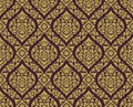 Gold and brown lai thai pattern , Thai traditional background with lotus flower art design