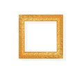 Gold brown picture frame with square shape patterns isolated on white background , clipping path Royalty Free Stock Photo