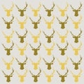 Gold Brown Reindeers Creative Xmas Pattern Texture Background