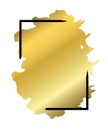 Gold brush in black rectangle frame isolated white background. Border golden grunge ink. Luxury smooth design banner