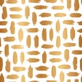 Gold brush seamless pattern. Glitter background for print. Hand drawn golden striped texture. Repeated pattern abstract stripes. R