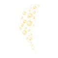 Gold bubbles stream. Fizzy carbonated drink texture. Glossy balls of collagen, serum, jojoba cosmetic oil, vitamin A or