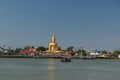 gold Buddha by Chao Phraya river at Wat Bang Chak, Nonthaburi