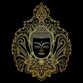 Gold Buddha Head on Floral Background Royalty Free Stock Photo