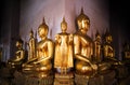 Gold buddha statue in art of buddhism religion in asia culture