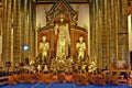 Gold Buddha statue inside the Wat Chedi Luang Temple in Chiang Mai Thailand Royalty Free Stock Photo