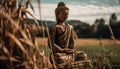 A gold Buddha statue meditating in tranquility generated by AI