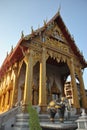 Gold Buddhist Building wat samien nari beautiful temple in bangkok thailand