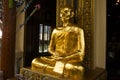 Gold buddhist saint holy arhat or Golden buddhism noble monk arahant statue for thai people travel visit and respect praying