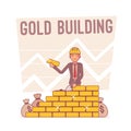 Gold building. Lineart concept illustration