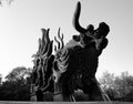 Gold bull-Copper sculpture-front view Royalty Free Stock Photo