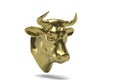 Gold bull head on white background.3D illustration Royalty Free Stock Photo